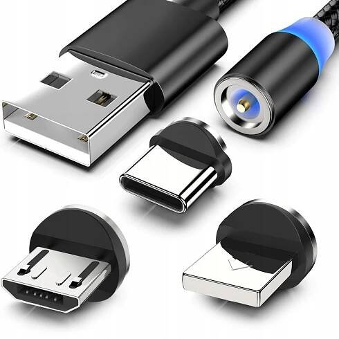 Nabíjecí datový magnetický USB kabel 3A zařízení IPHONE MICRO / USB / TYP-C