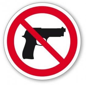 Zákaz střelných zbraní - samolepící piktogram - Ø 100 mm