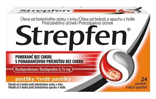 STREPFEN pomeranč bez cukru 24 pastilek