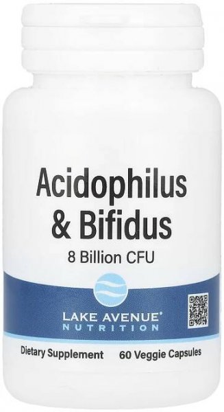 Lake Avenue Nutrition, Acidophilus a Bifidus, probiotická směs s Lactobacillus acidophilus, Bifidobacterium lactis a Bifidobacterium