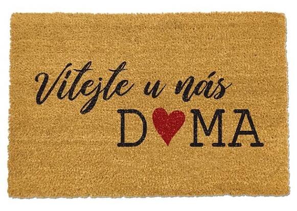 Rohožka s textem Vítejte u nás doma Sladký domov