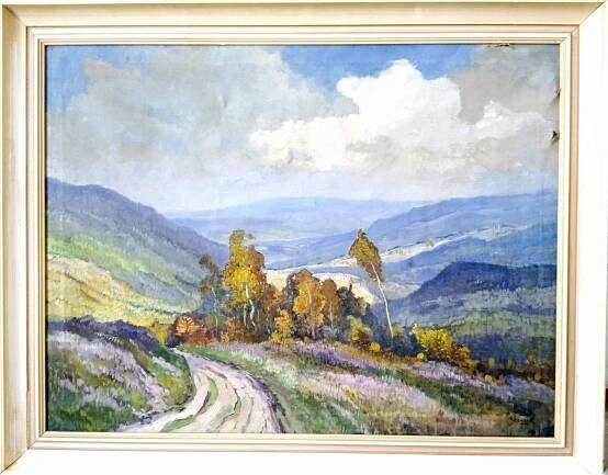 Karel Stehlík (1912 - 1985) - olej, krajinomalba z jižních Čech