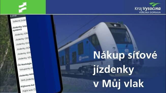 Nákup síťové 24hodinové jízdenky Veřejné dopravy Vysočiny v aplikaci Můj vlak