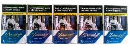 Kartonové balení tvrdá krabička cigarety s filtrem Davidoff Evolved Blue R 151 Kč 10x20 ks