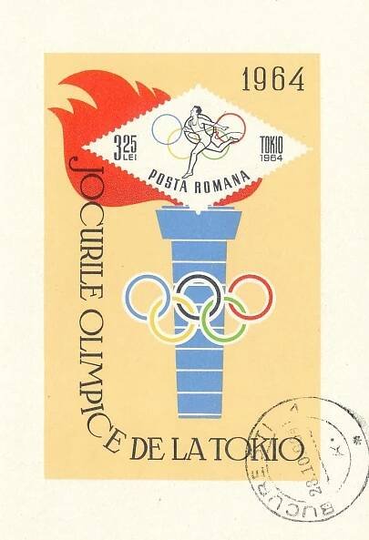 Rumunsko sport Olympiáda Tokio 1964 Blok 58 - Známky