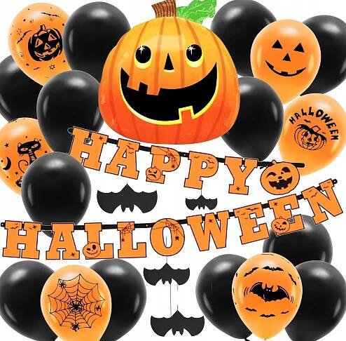 Sada Halloween dekorace hry Halloween zábava Dýně Netopýři Pavouci