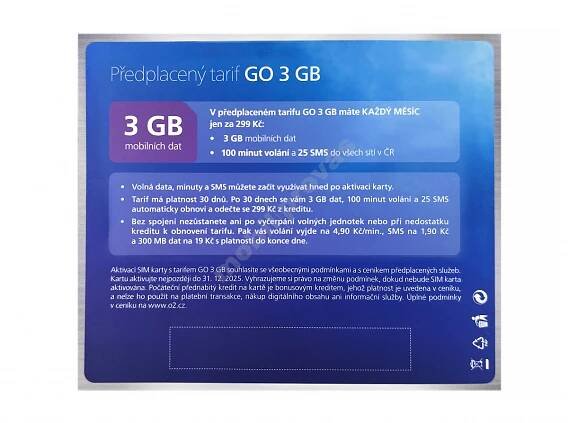 O2 SIM karta GO 3GB - Kredit 50Kč :: :: mobilprovas.cz
