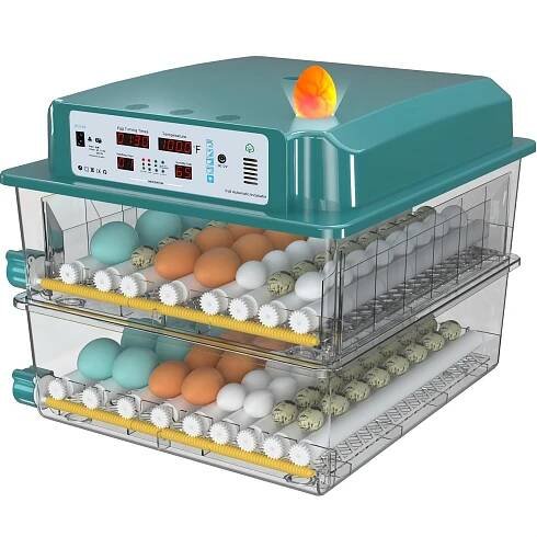 120 egg incubator with automatic egg turning humidity   display auto turner removable lid ventilation system durable plastic construction with rubber exterior 110v power supply green ideal for chicken duck goose pigeon