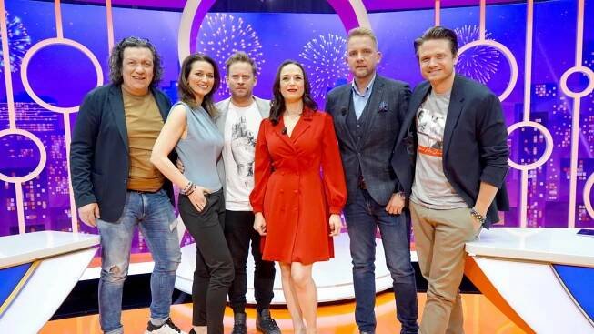 J.Prachař; O.G.Brzobohatý; A.Gondíková; R.Genzer; VIP host T.Kostková