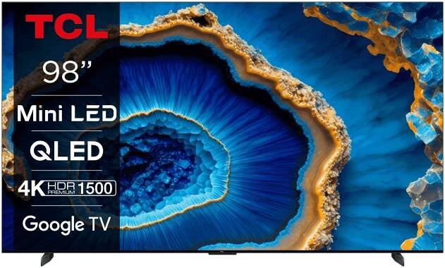 TCL C80 98C805, 2,49 m (98"), 3840 x 2160 px, LED, Smart TV, Wi-Fi, Černá