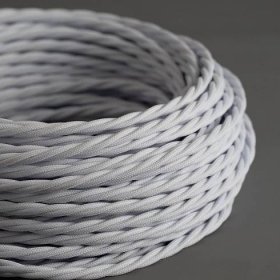 CHALK WHITE Braided Fabric Lighting Cable - Per Metre @£2.25/m
