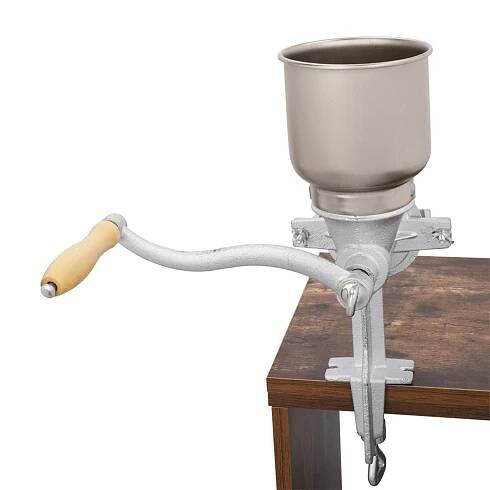 Mlýnek na kukuřici, ruční klikový mlýnek na obilí, ruční mlýnek na obilí s 500 ml vysokou násypkou pro mletí kukuřice, ořechů, koření, pšenice, kávy, mlýnek stříbrný
