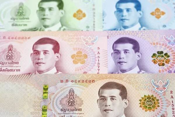 Thajské peníze - baht obchodní zázemí — Stock obrázek