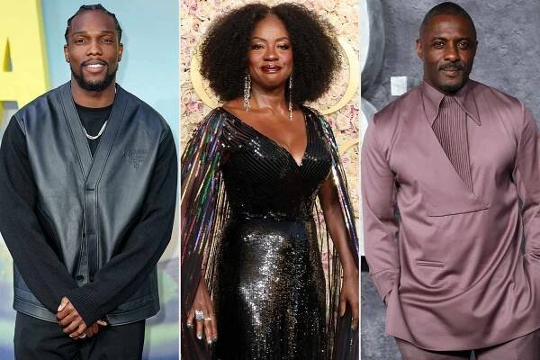 (L): Tosin Cole attends the premiere of 'Supacell' on June 24, 2024, in London ; (M): Viola Davis attends the 82nd Annual Golden Globe Awards on Jan. 5, 2025, in Beverly Hills, Calif. ; (R): Idris Elba at the premiere of 'Luther: The Fallen Sun' on March 1, 2023, in London.