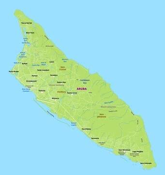 Simple political map of Aruba