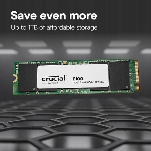 CRUCIAL SSD disk E100 2TB M.2 NVMe 2280 PCIe 4.0 5000/4500 MB/s Diskové rozhraní M.2 PCIe