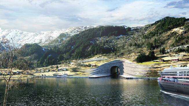 Lodní doprava mezi fjordy. V Norsku díky architektům ze studia Snøhetta vznikne světově první tunel pro oceánské lodě