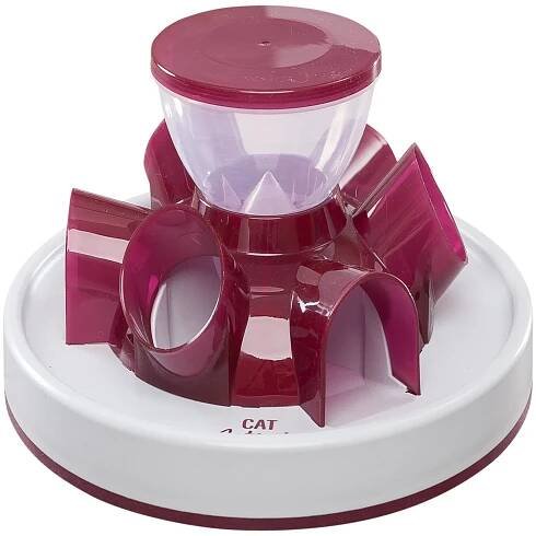 TRIXIE Tunnel Slow Feeder for Cats and Dogs, Interactive Cat Toy, Pet Food Dispenser, Treat Dispenser, Cranberry