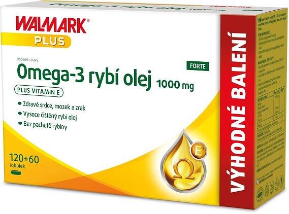 Walmark Omega-3 rybí olej FORTE 1000 mg 120+60 tobolek