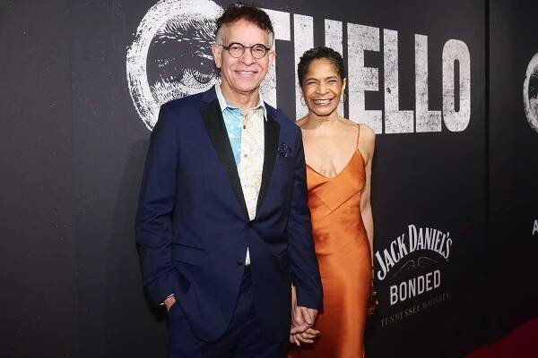 Brian Stokes Mitchell and Allyson Tucker attend the opening night of "Othello" 