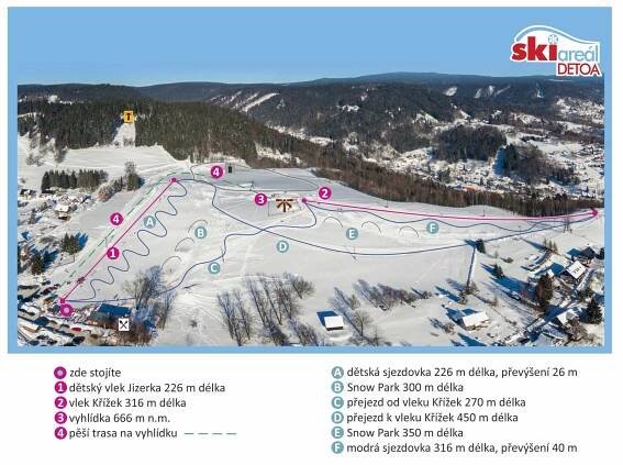 Mapa areálu – Detoa ski areál