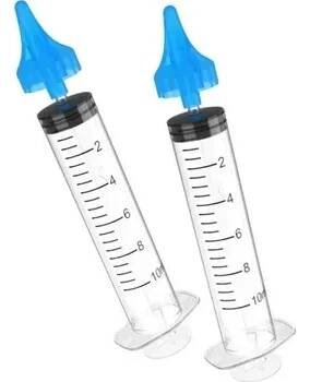 Čistič uší Sada 2 výplachových stříkaček na čištění uší 10 ml Pomůcka pro výplach uší pomocí proudu vody Bezpečné odstranění mazu Šetrná hygiena pro celou rodinu