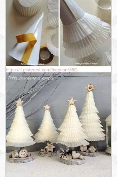 paper christmas trees made out of cupcake liners