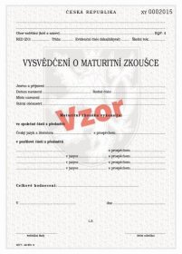 Vysvědčení o maturitní zkoušce v českém a cizím jazyce se souhlasem MŠMT pro tisk QR kódu - 210×280 mm