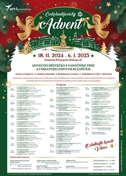Plakát adventu v Českých Budějovicích.