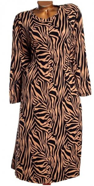 Dámské černo-hnědé žíhané podzimní mikinové šaty / M&S / XXL (/48/50) / na štítku vel. 50 / UK 22 / ANGLIE