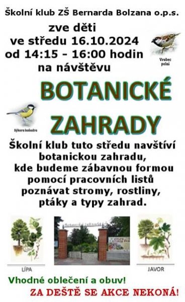 ŘÍJEN - akce a soutěže školního klubu - Základní škola Bernarda Bolzana o.p.s.