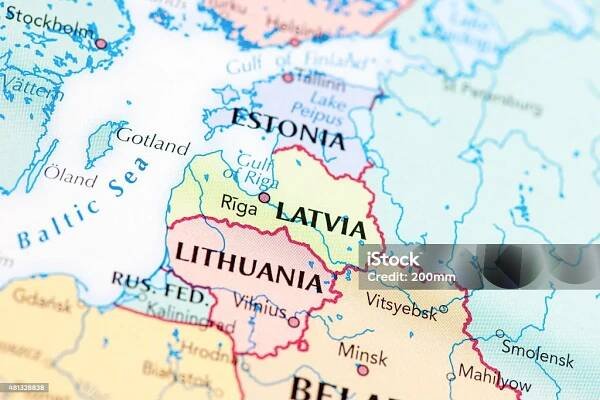 Lotyšsko Estonsko Litva - Bez autorských poplatků Mapa - Navigační zařízení Stock fotka