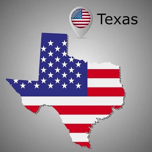 Mapa státu Texas a americké vlajky ilustrace — Ilustrace