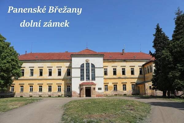 Panenské Břežany - Dolní zámek. Nová, nepoužitá pohlednice - Sběratelství