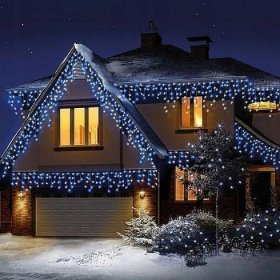 Profiled venkovní vánoční osvětlení domu rampouchy modré 20m 500led flash 22W PMLZF20