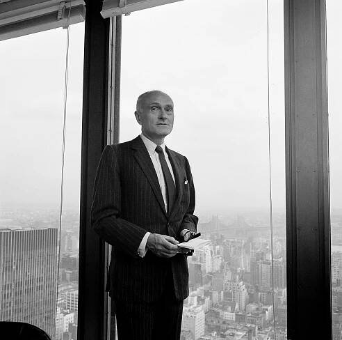 Philip Johnson in his New York City office.
