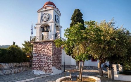 Agios Nikolaos Church clocktower in Skiathos Town