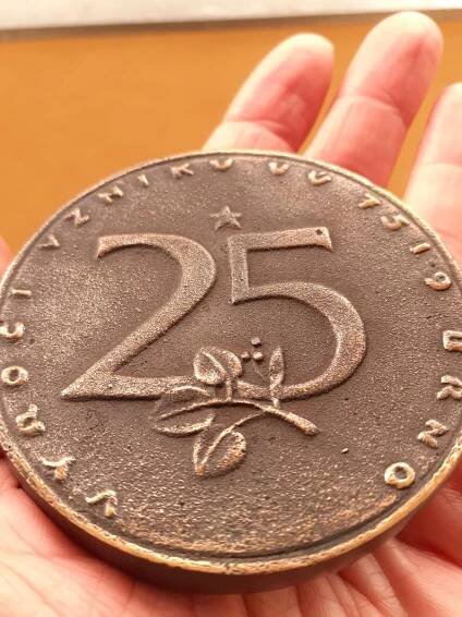 PLAKETA 25 LET VZNIKU VÚ 7519 BRNO - Numismatika
