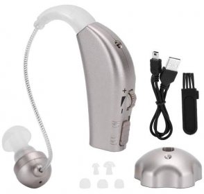 Rechargable Hearing Aid Ear Sound Amplifier Assist ABS with Charging Base Noise Reduction