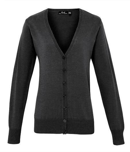 Dámská společenská vesta Premier Workwear Women ́s Button Through Knitted Cardigan Charcoal