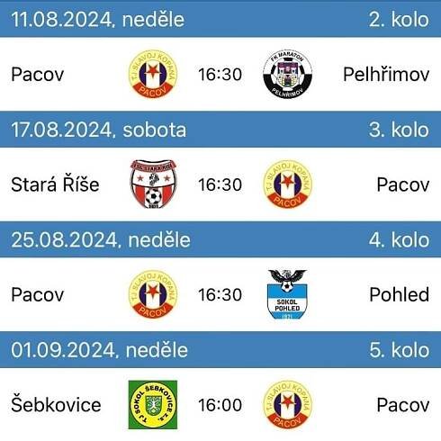 Rozpis zápasů podzim 2024 (ÁČKO) – TJ SLAVOJ PACOV