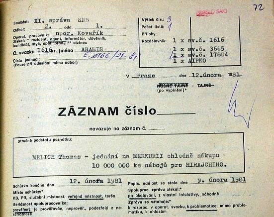 Přečtěte si, jak podle spisu StB obchodoval sponzor ČSSD se zbraněmi