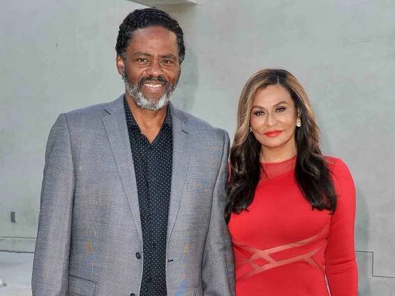 Tina Knowles Lawson (R) and husband Richard Lawson attend a Champagne Toast in honor of July cover star Tina Knowles Lawson hosted by Ebony