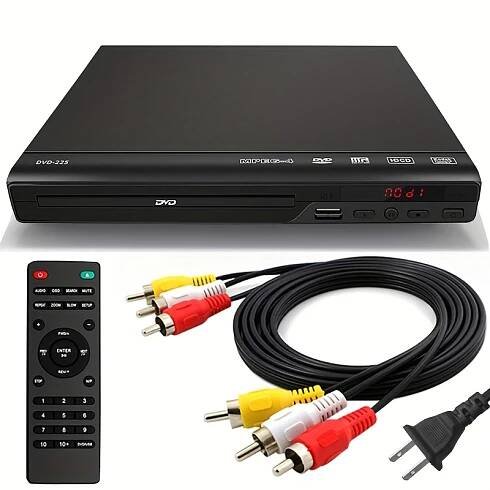 Compact DVD Player with USB - All-*, AV Output, Remote Control - Perfect Christmas Gift for Home Theater & TV, 2024, Free DVD Disc, US Plug