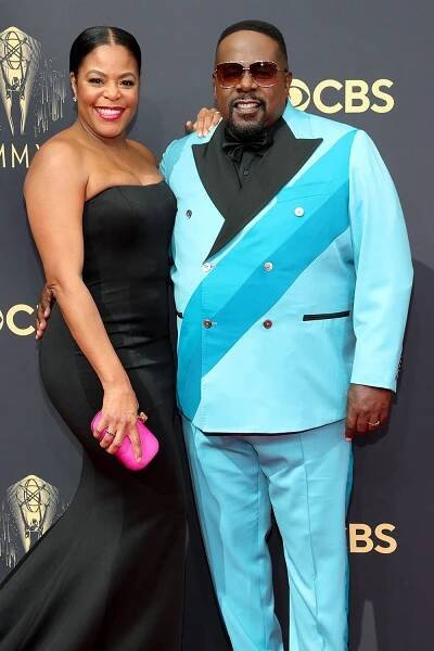 Lorna Wells and Cedric the Entertainer attend the 73rd Primetime Emmy Awards at L.A. LIVE on Sept. 19, 2021, in Los Angeles.