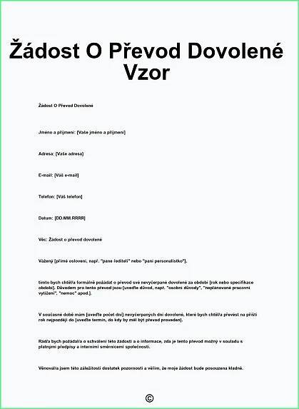 Žádost O Převod Dovolené Vzor