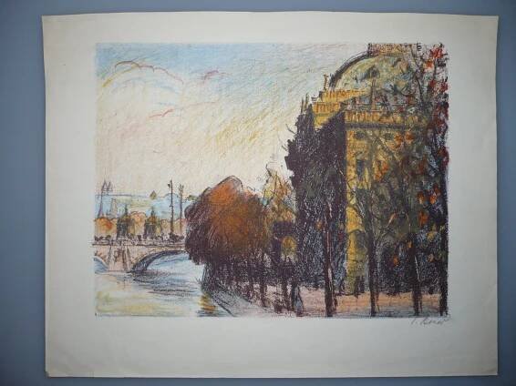 Václav Beneš (1883 - 1979) - Národní divadlo - Barevná litografie, signovaná grafika