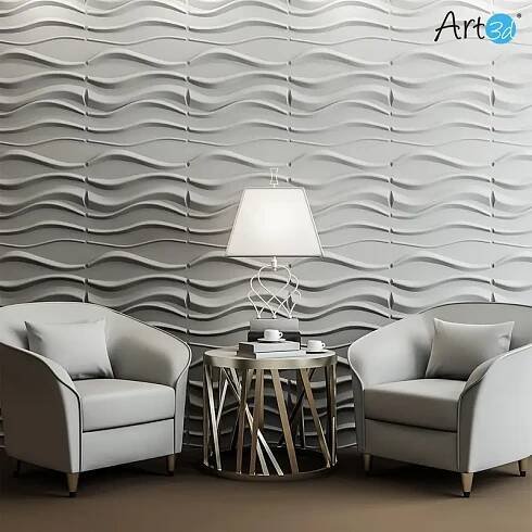   pvc 3d wall panel for interior wall decor wavy textured tile 12 pack 19 7 x 19 7in 32 sq ft case home renovation room makeover wavy design textured tile lightweight panel pvc material decorative panel wall tiles Product details 1