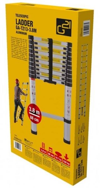 G21 Teleskopický žebřík GA-TZ13-3,8M hliníkový 6390432