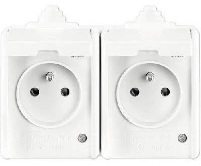 Dvojzásuvka ABB 5518-2029B Praktik IP44 bílá